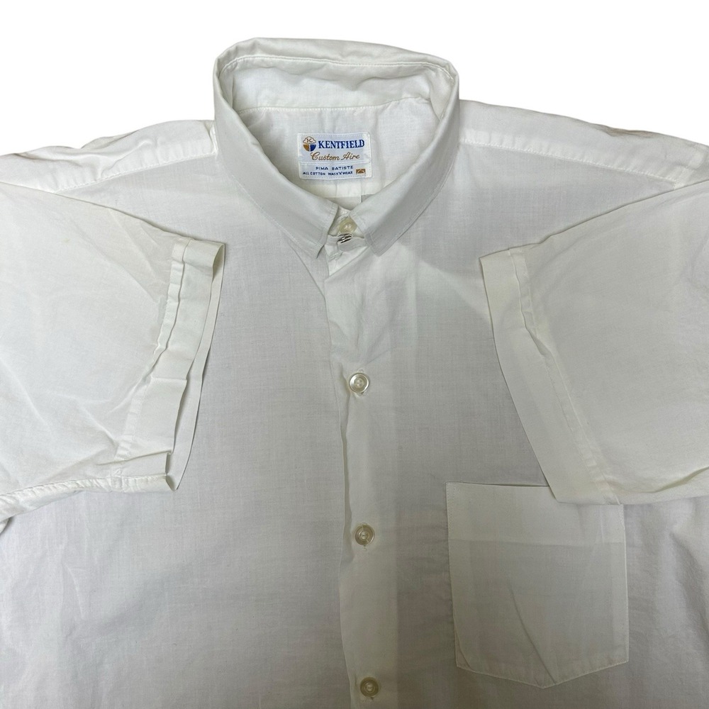 True Vintage 1970 Kentfield Custom Aire Pima Satiste White Short‎ Sleeve Worn